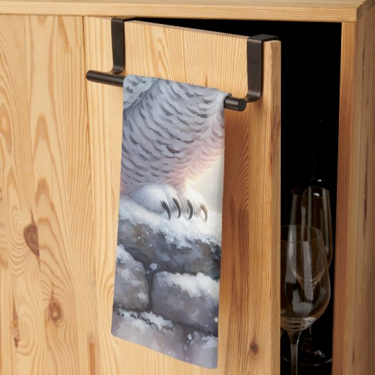 Linge De Cuisine Snowy Owl in Moonlit Winter Garden (Pliage en tiers)