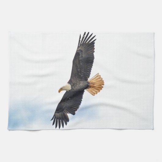 Linge De Cuisine Soaring Bald Eagle Wildife Photo Art (Horizontal)