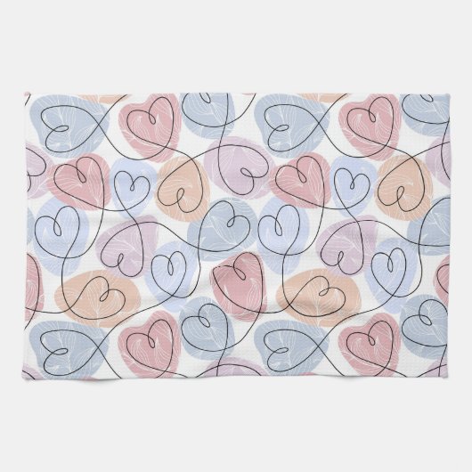 Linge De Cuisine Soft Hearts : Continuous Line Valentine's (Horizontal)