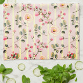 Linge De Cuisine Soft Pink Floral Stripe Pattern (Plié)