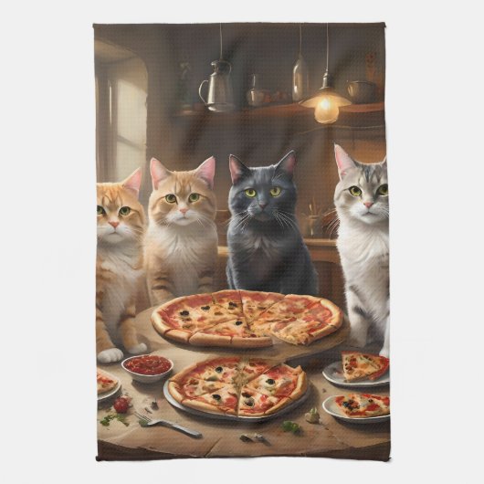 Linge De Cuisine Soirée Pizza Chat, (Vertical)