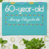 Linge De Cuisine soixantième Anniversaire la plupart de turquoise (Plié)