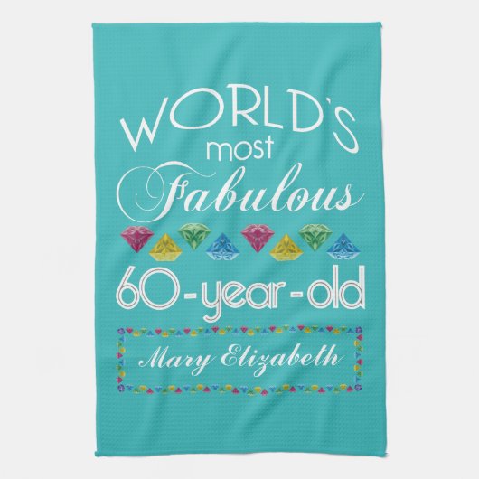 Linge De Cuisine soixantième Anniversaire la plupart de turquoise (Vertical)