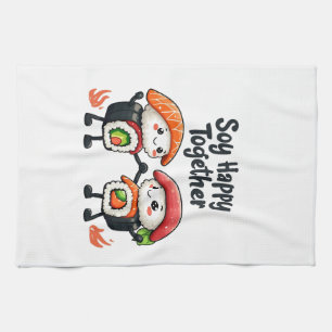 Linge De Cuisine Soja heureux ensemble Sushi Kawaii Japonais Nourri