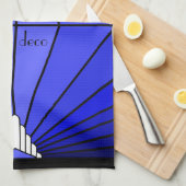 Linge De Cuisine Soleil Art déco en bleu (Quart Plié)