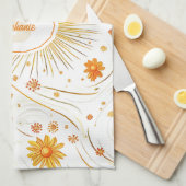 Linge De Cuisine Soleil doré et rayons - avec étoile Abstraite (Quart Plié)