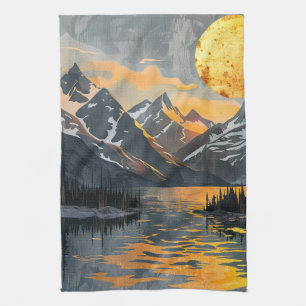 Linge De Cuisine Soleil Doré Sur Montagnes Enneigées – Bohème Sauva