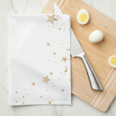 Linge De Cuisine Soleil Or Céleste Et Étoiles Lune Vert (Quart Plié)