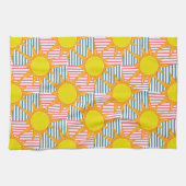 Linge De Cuisine Soleil orange jaune solitaire blanc rose turquoise (Horizontal)