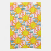 Linge De Cuisine Soleil orange jaune solitaire blanc rose turquoise (Vertical)