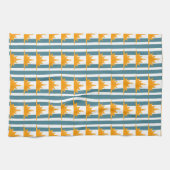 Linge De Cuisine Soleil orange jaune sur bandes Turquoises (Horizontal)