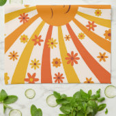 Linge De Cuisine Soleil Rétro Avec Fleurs Hippie Soleil (Plié)
