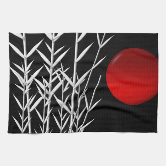 Linge De Cuisine Soleil rouge noir blanc zen (Horizontal)