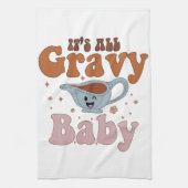 Linge De Cuisine Son Bébé Gravé Retro Automne Thanksgiving Dîner (Vertical)