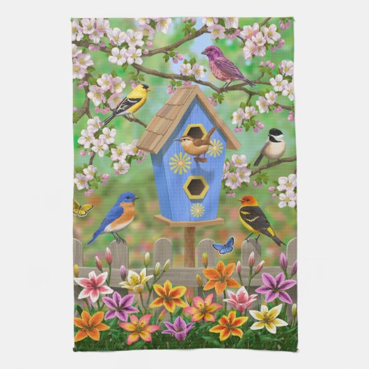 Linge De Cuisine Songbirds Lily Garden Birdhouse (Vertical)
