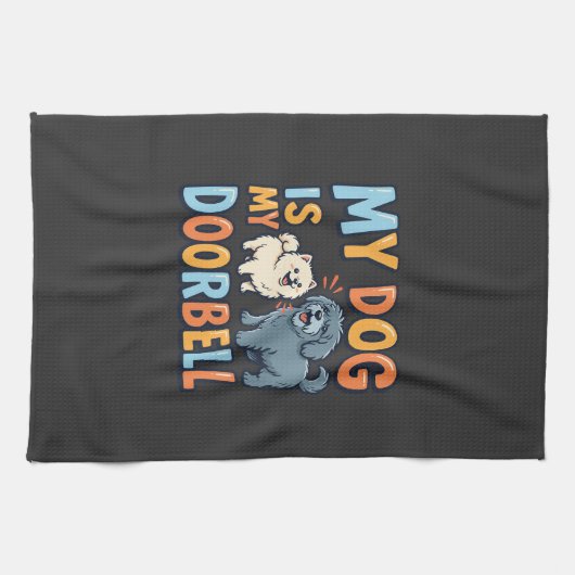 Linge De Cuisine Sonnette Drôle pour Amateur de Chiens (Horizontal)