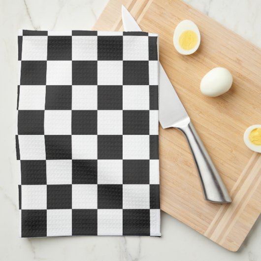 Linge De Cuisine Sophisticated Black and White Checkered Pattern (Quart Plié)