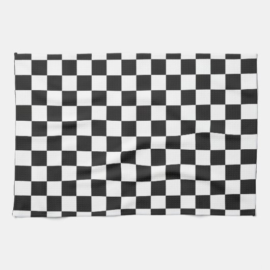 Linge De Cuisine Sophisticated Black and White Checkered Pattern (Horizontal)