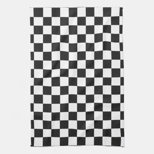 Linge De Cuisine Sophisticated Black and White Checkered Pattern (Vertical)