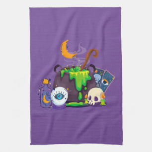 Linge De Cuisine Sorcière Cuisine Cauldron Potion Sous Le Lune