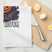 Linge De Cuisine Sorcière de base Halloween Citrouille Croissant de (Quart Plié)