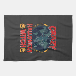 Linge De Cuisine Sorcière de Halloween fou Citrouille Volant Lune N