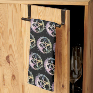 Linge De Cuisine Sorcière de l'Halloween noir au pentagramme pastel