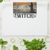 Linge De Cuisine Sorcière de pêche Halloween Dessin Vectoriel Vinta (Plié)