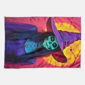 Linge De Cuisine Sorcière d'Halloween avec conception de visage crâ (Horizontal)