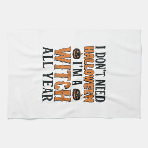 Linge De Cuisine Sorcière drôle toute l'année Typographie Halloween