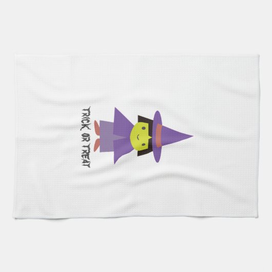 Linge De Cuisine Sorcière mignonne - Trick ou traitement (Horizontal)