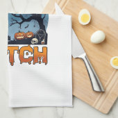 Linge De Cuisine Sorcière Ne Sois Pas De Base Halloween Lune Chat C (Quart Plié)