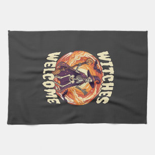 Linge De Cuisine Sorcières Bienvenue Halloween Squelette Sorcière B