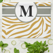 Linge De Cuisine Soudan Brown Safari Zebra avec monogramme (Plié)