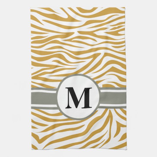 Linge De Cuisine Soudan Brown Safari Zebra avec monogramme (Vertical)