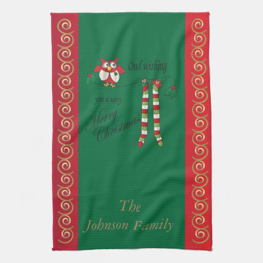 Linge De Cuisine Souhait de hibou vous un Joyeux Noël (Vertical)