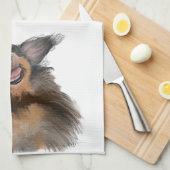 Linge De Cuisine Sourire Long Haired Dachshund Art original (Quart Plié)
