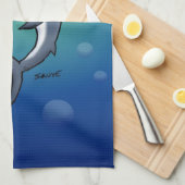 Linge De Cuisine Sourire un requin drôle sur un Arrière - plan bleu (Quart Plié)