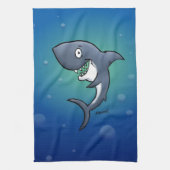 Linge De Cuisine Sourire un requin drôle sur un Arrière - plan bleu (Vertical)