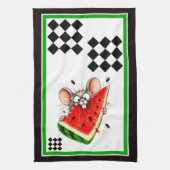 Linge De Cuisine Souris joyeuse mange pastèque (Vertical)