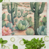 Linge De Cuisine Southwest Desert Cactus Scene  (Plié)