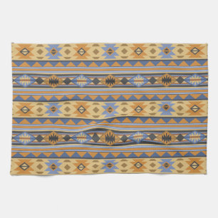 Linge De Cuisine Southwest Design Gold Blue Grey Tribal Motif