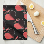 Linge De Cuisine Soyez à moi Valentine Red Stripe Heart (Quart Plié)