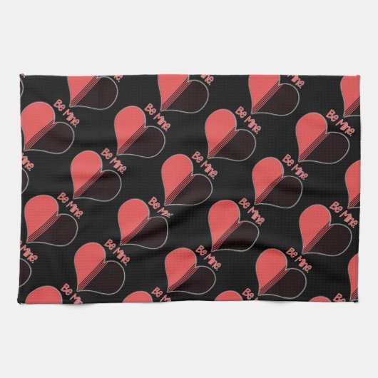 Linge De Cuisine Soyez à moi Valentine Red Stripe Heart (Horizontal)