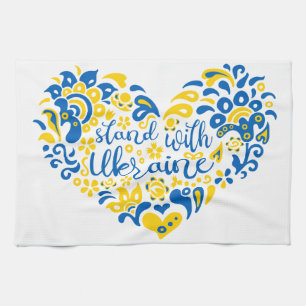 Linge De Cuisine Soyez avec l'Ukraine lettrage et coeur