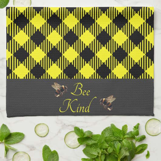 Linge De Cuisine "Soyez Gentil"  Gingham (Plié)