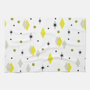 Linge De Cuisine Space Age Diamonds Yellow Gray White
