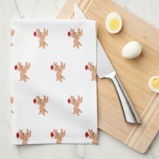 Linge De Cuisine Spaniel Dog Christmas (Quart Plié)