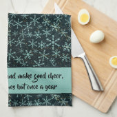 Linge De Cuisine Sparkling Snowflakes Blanc Bleu dans le ciel noir  (Quart Plié)