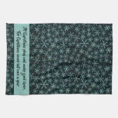 Linge De Cuisine Sparkling Snowflakes Blanc Bleu dans le ciel noir  (Horizontal)